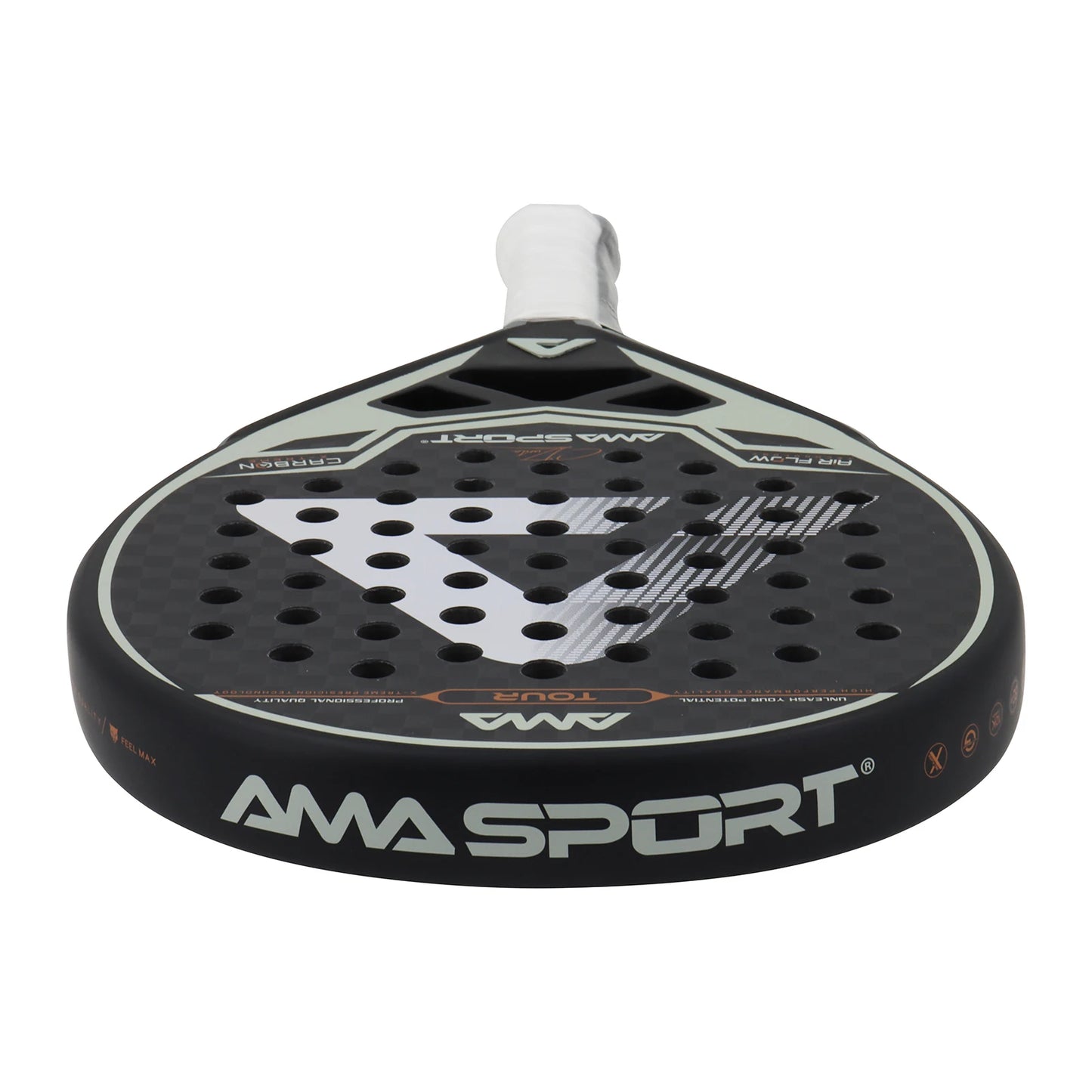 AMASPORT Matte Carbon Black Silver Padel Racket