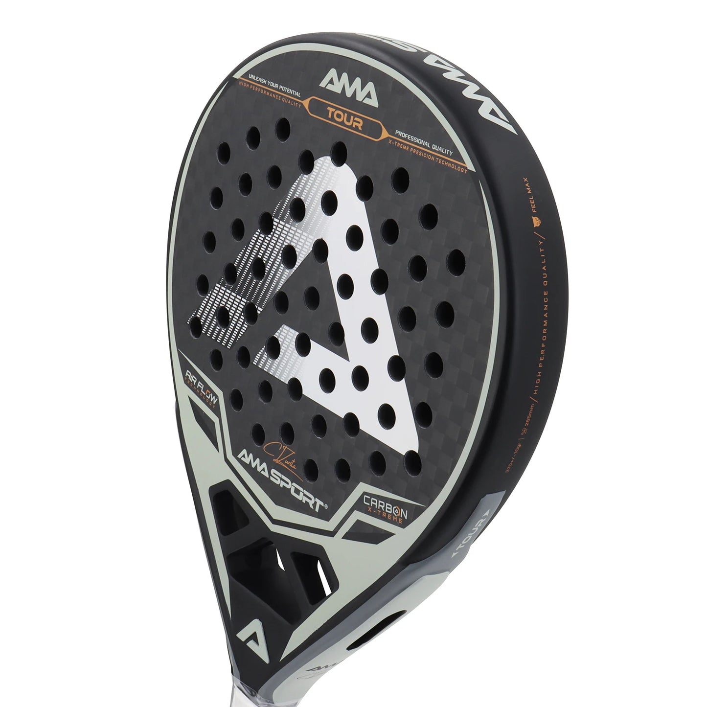 AMASPORT Matte Carbon Black Silver Padel Racket