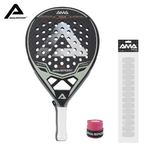 AMASPORT Matte Carbon Black Silver Padel Racket