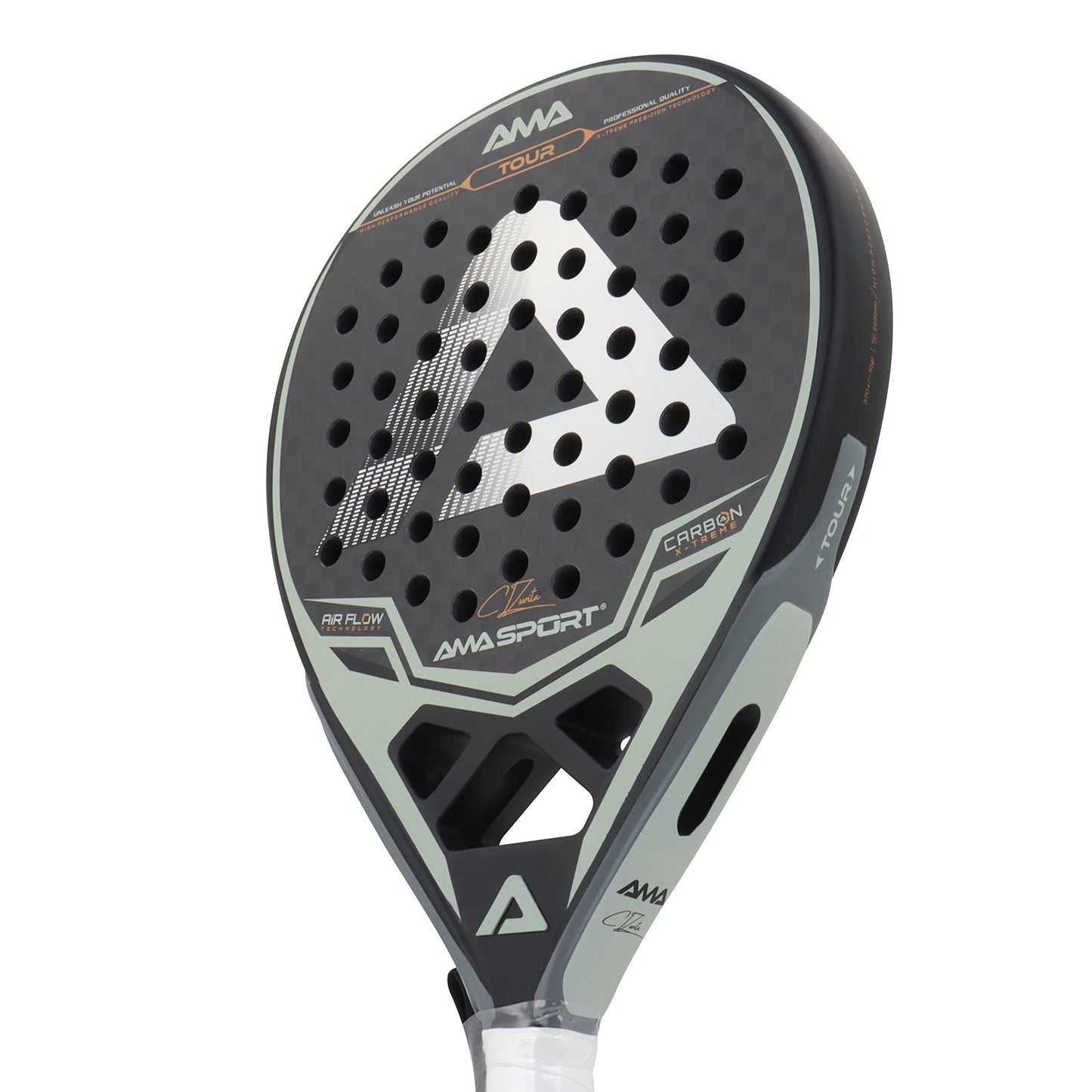 AMASPORT Matte Carbon Black Silver Padel Racket